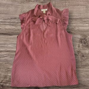 Tamara H. XS Pink Blouse with Polka Dots And Neck Tie